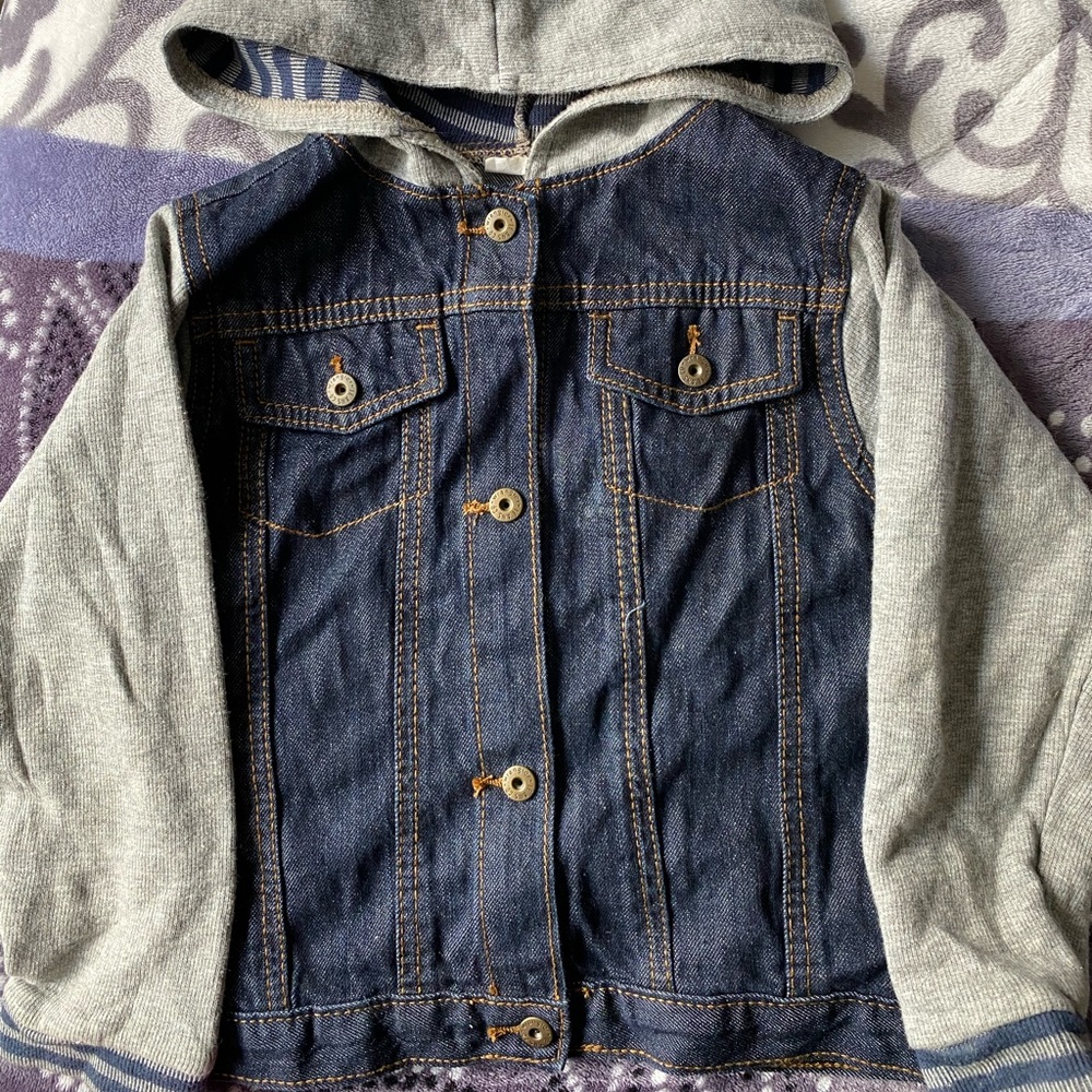 Wrangler Boys dark denim jean jacket with hoodie